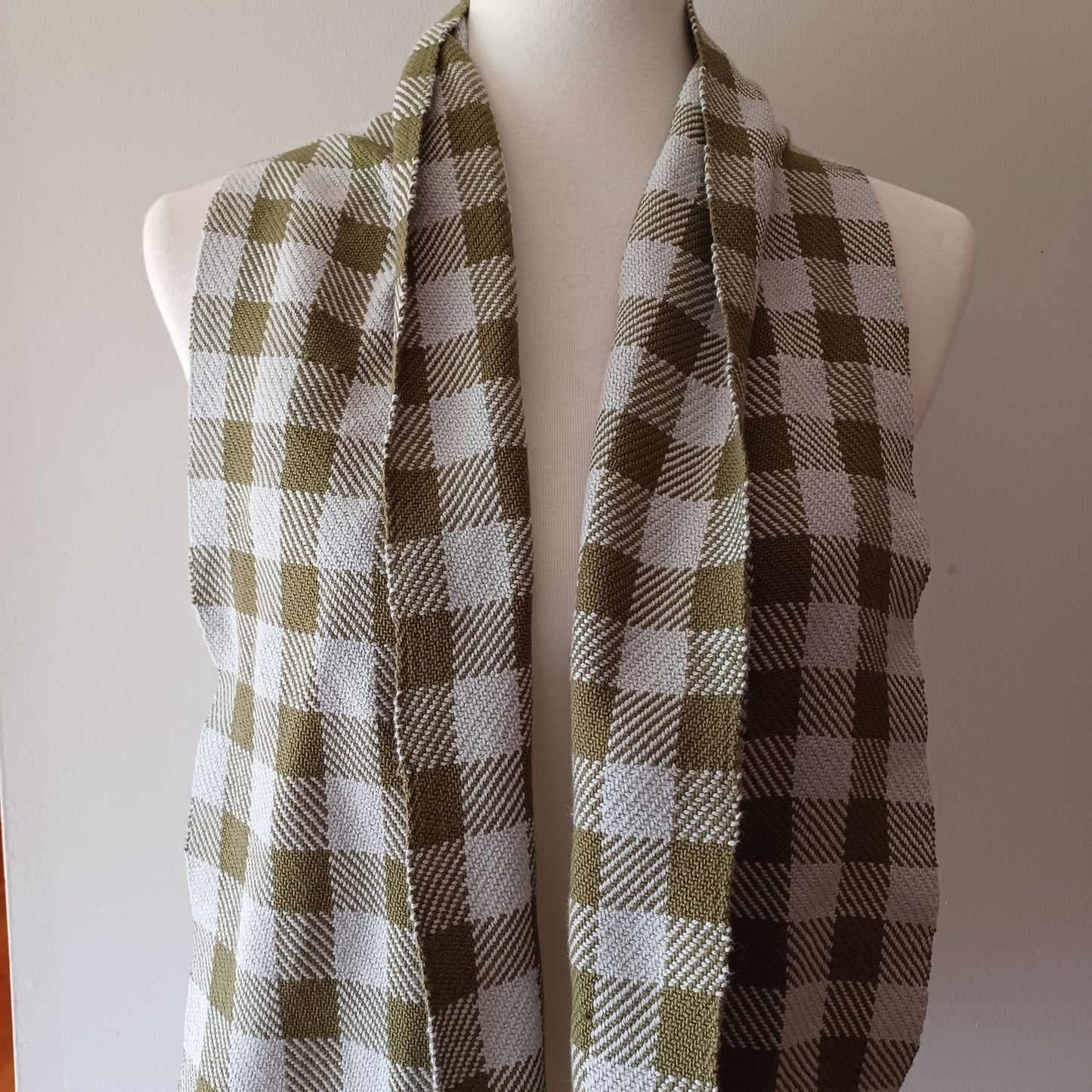 Gray and Green Checkered Plaid Scarf