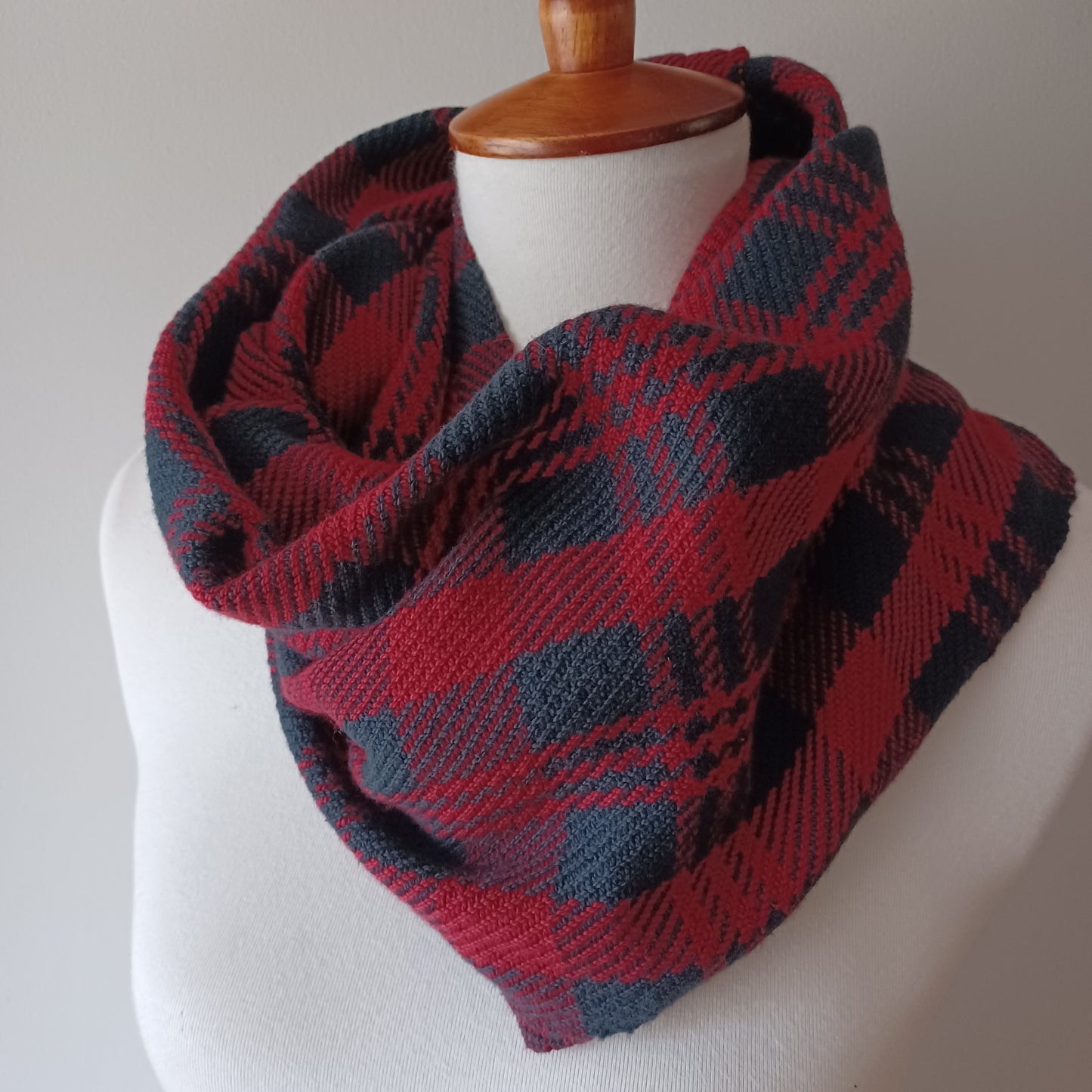 Red and Black Plaid Cowl