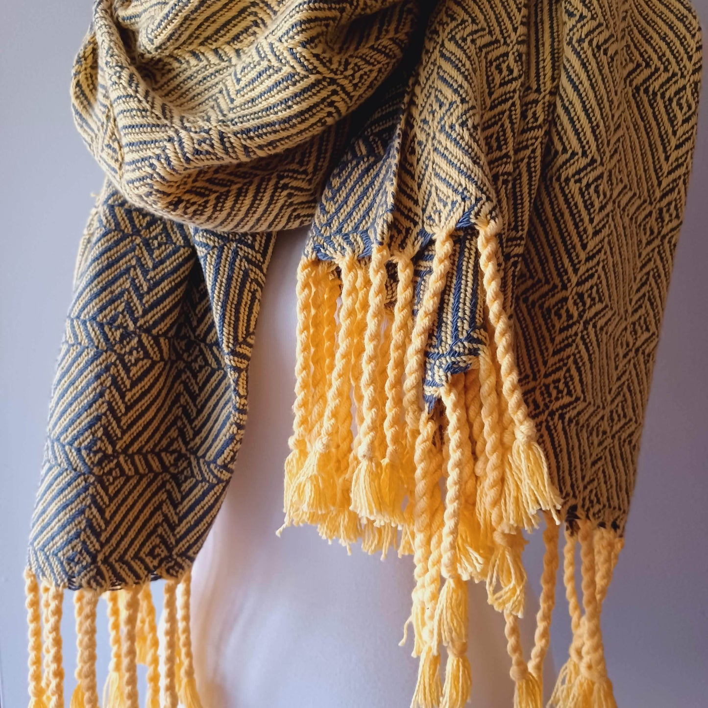 Yellow and Gray Oversized Scarf/Shawl