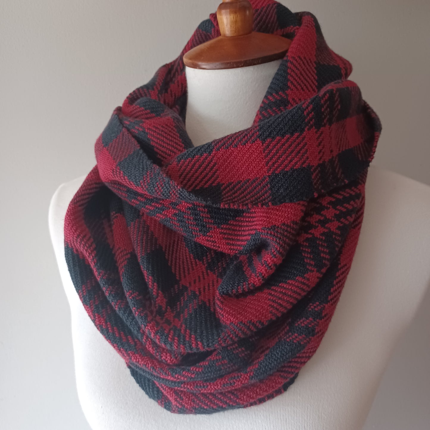 Red and Black Plaid Cowl