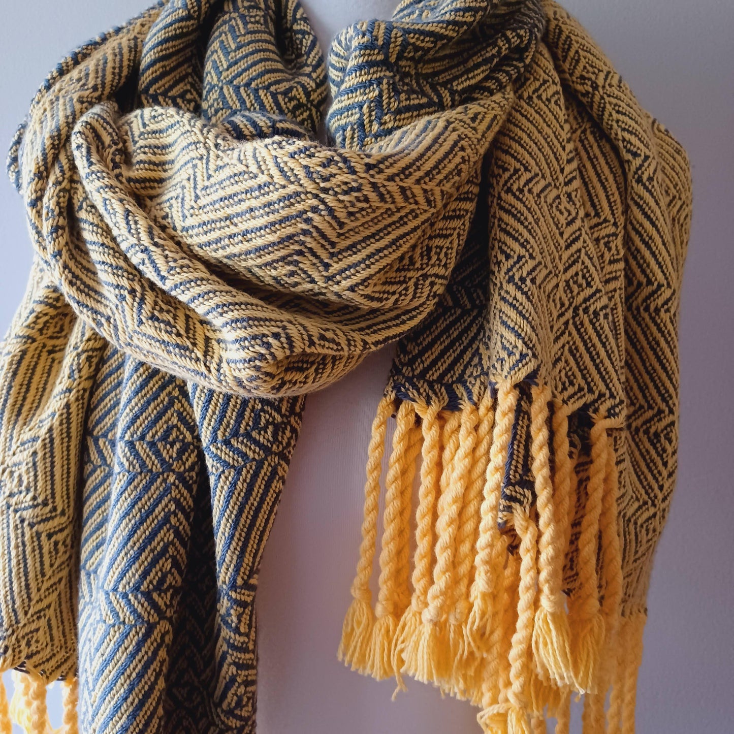 Yellow and Gray Oversized Scarf/Shawl
