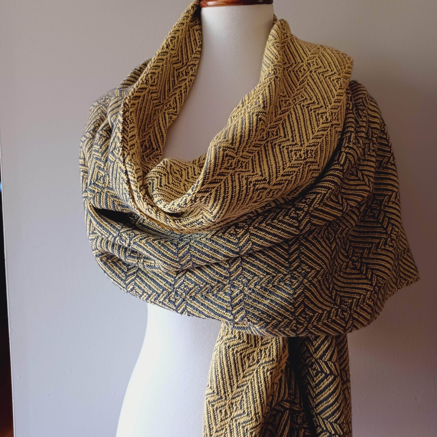 Yellow and Gray Oversized Scarf/Shawl
