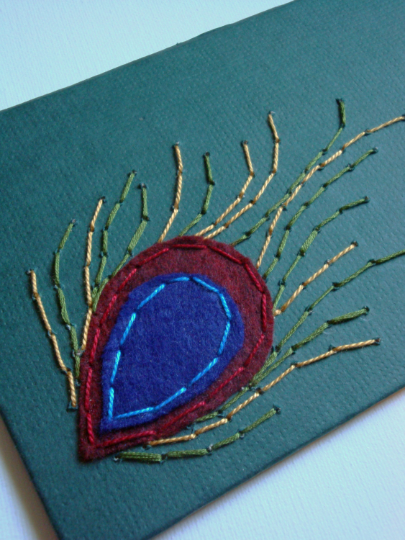 Embroidered Book Cover, Peacock