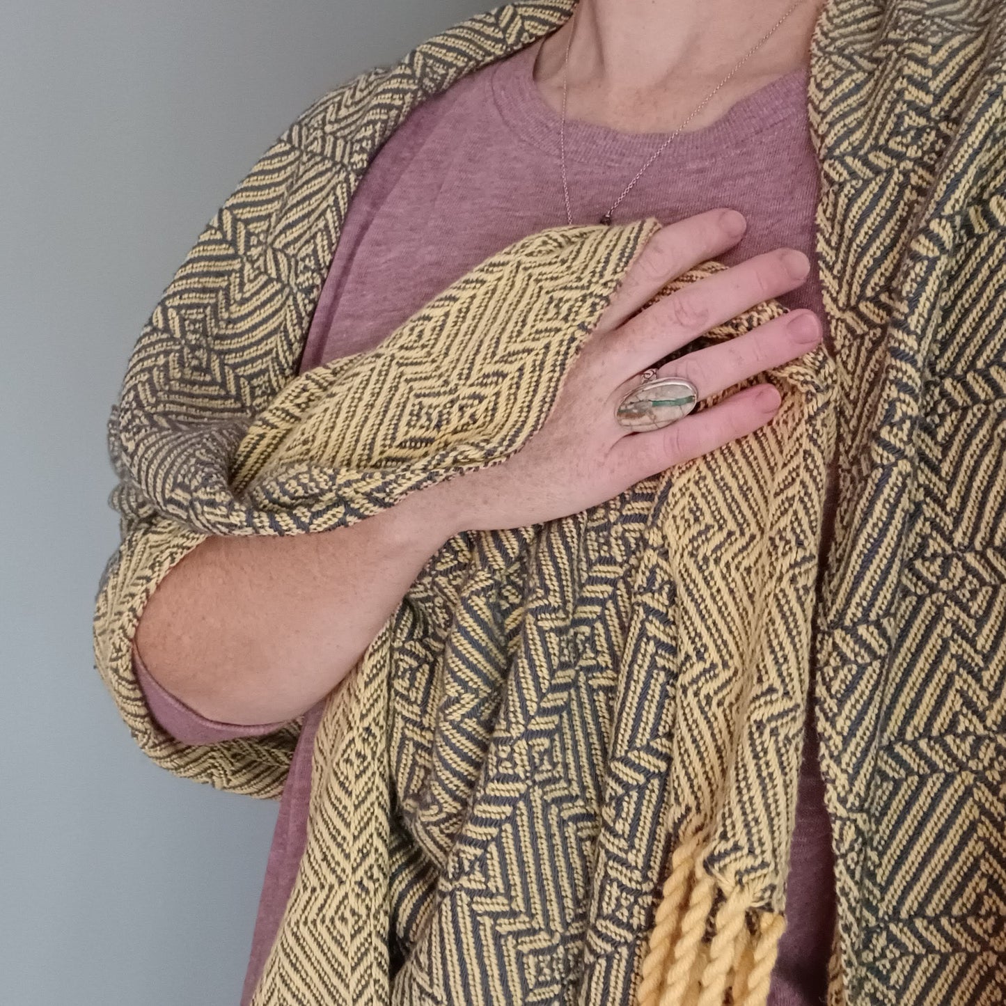 Yellow and Gray Oversized Scarf/Shawl