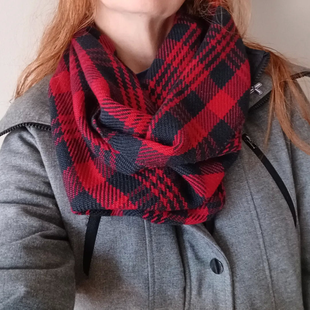 Red and Black Plaid Cowl