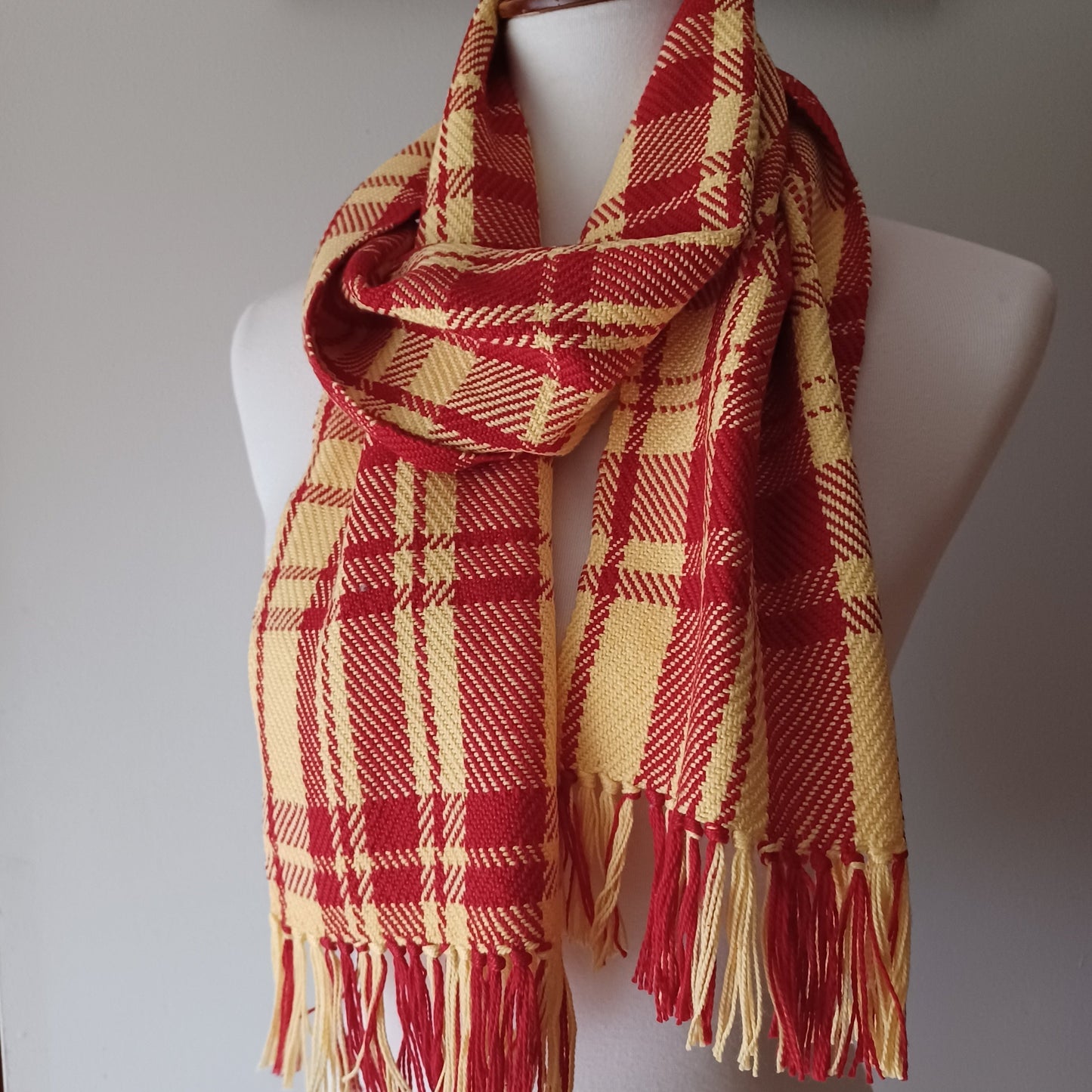 Red and Yellow Plaid Cotton Scarf