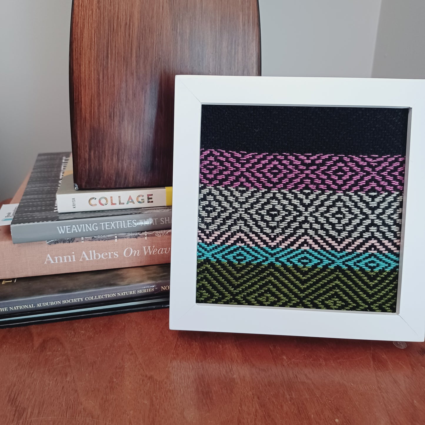 Handwoven Textile Diamond Pattern Art