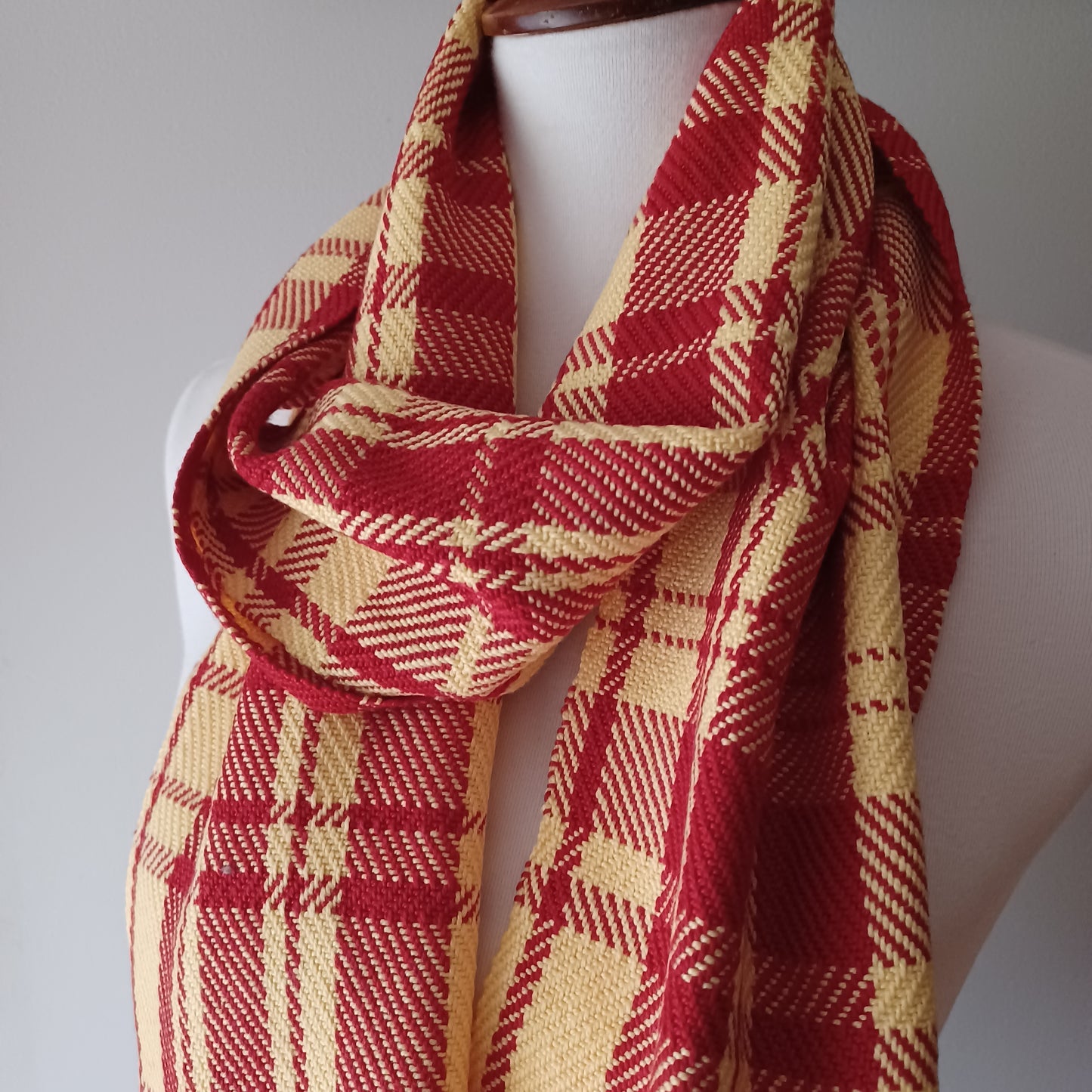 Red and Yellow Plaid Cotton Scarf