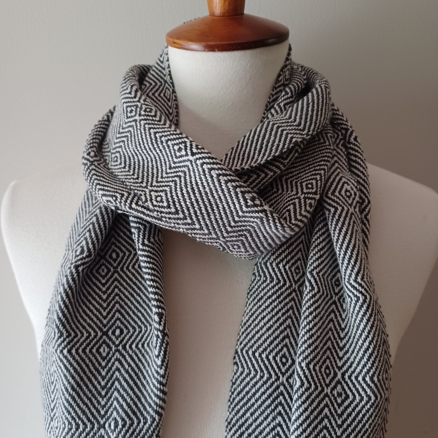 White and Black Cotton Scarf