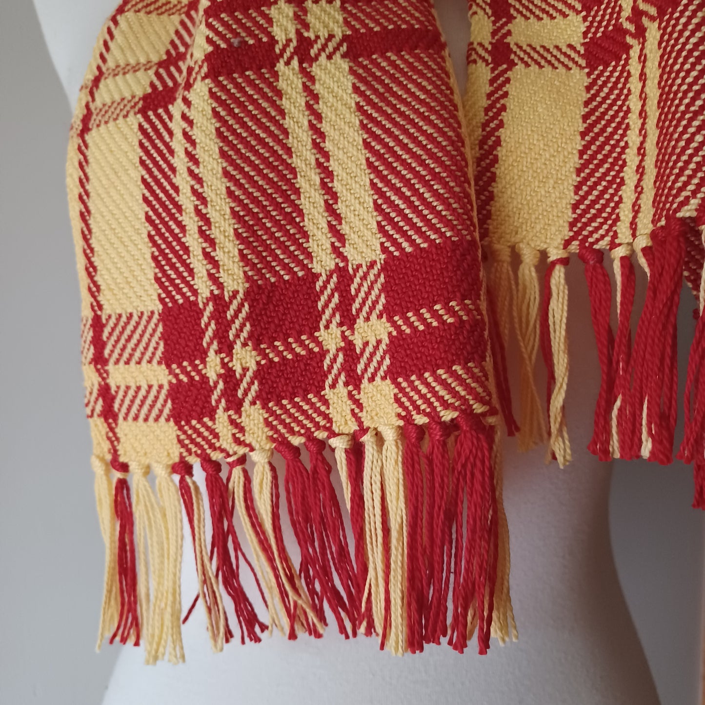 Red and Yellow Plaid Cotton Scarf