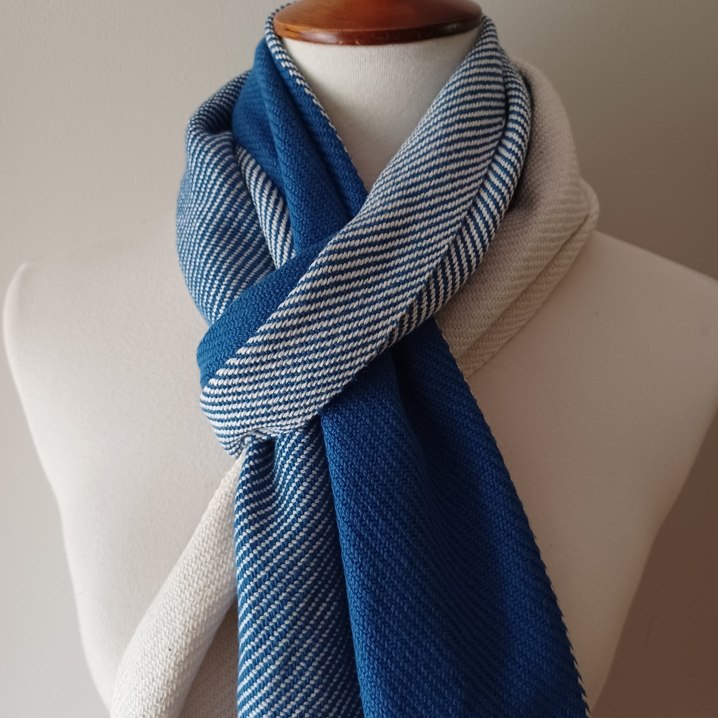 Blue and White Scarf