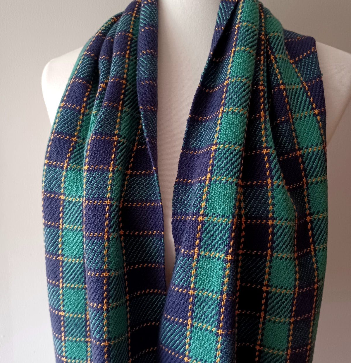 Navy and Teal Plaid Scarf