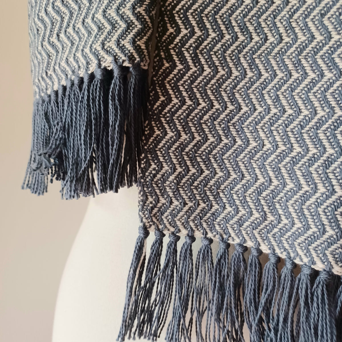 Gray and White Zigzag Scarf