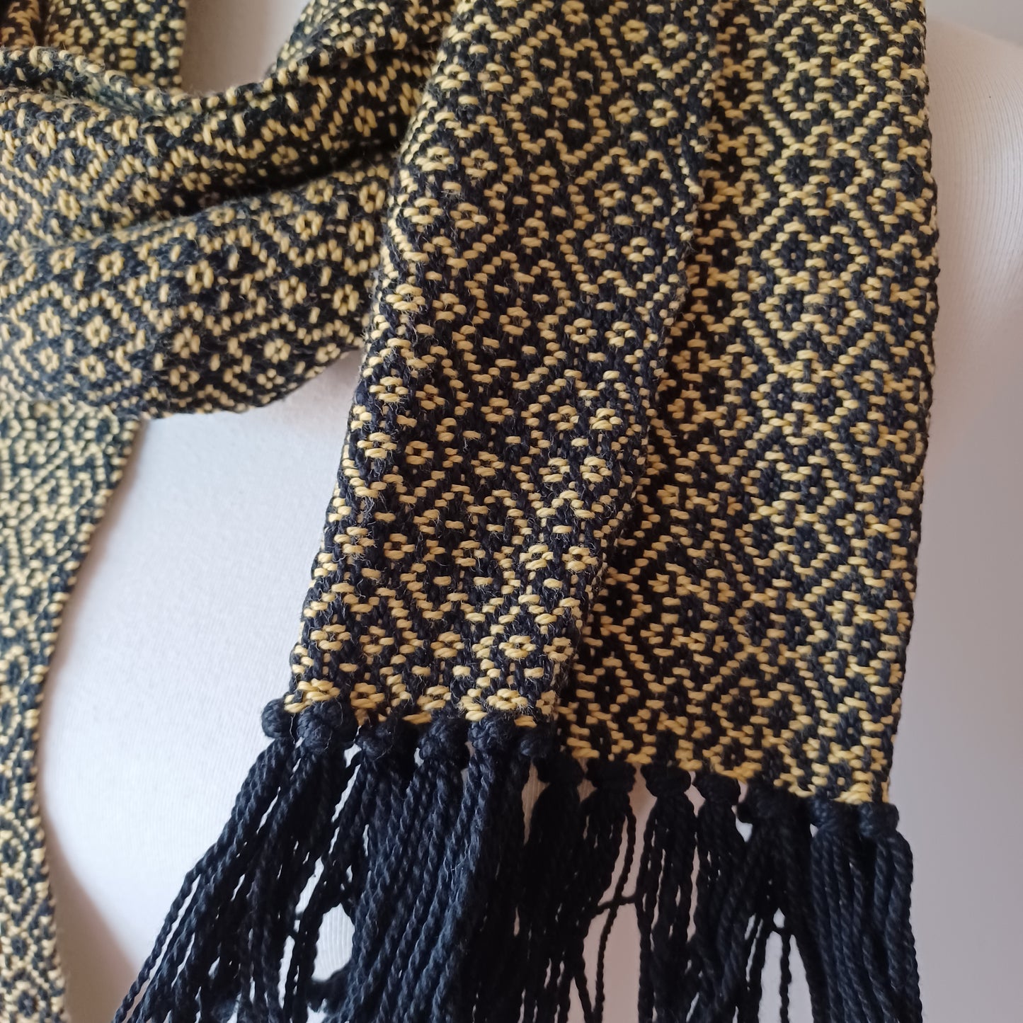 Yellow and Black, Thick Cotton Scarf
