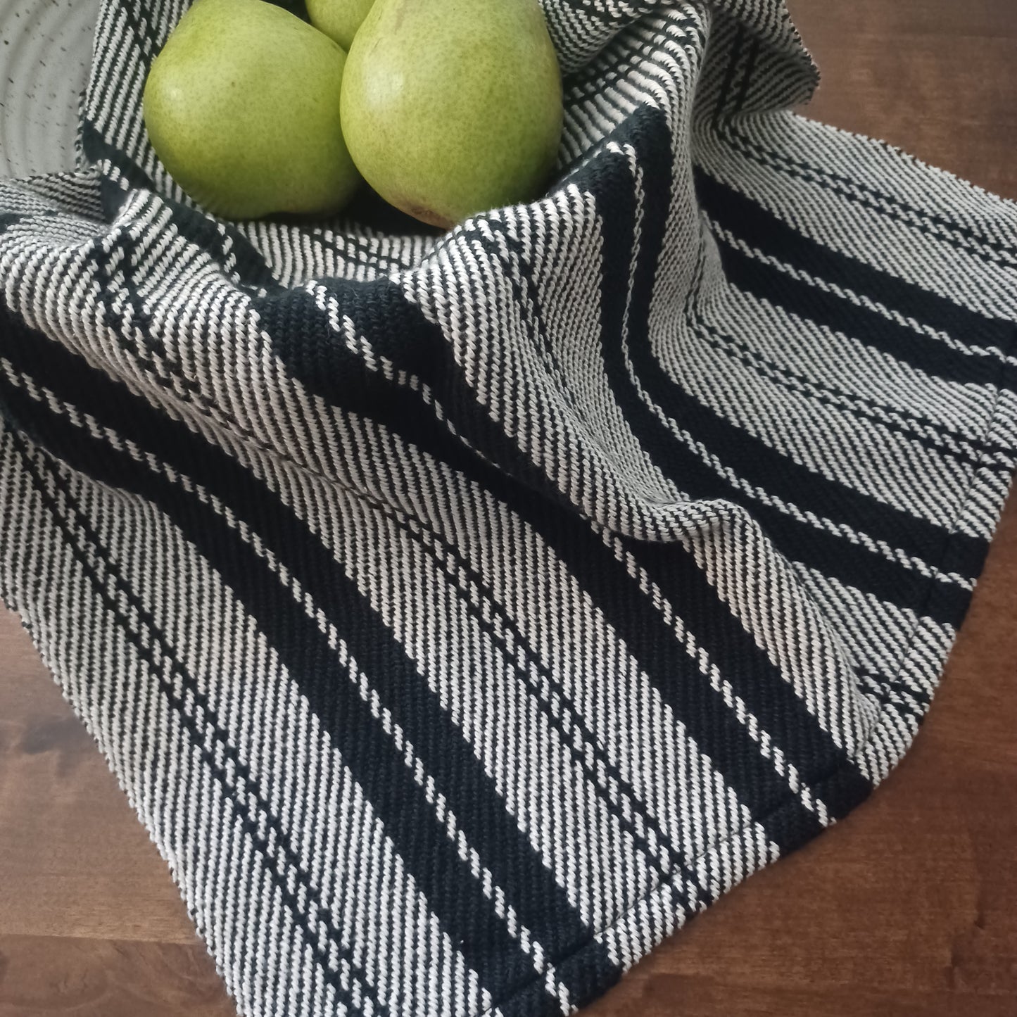 Black and White Stripe, Handwoven Dish Towel