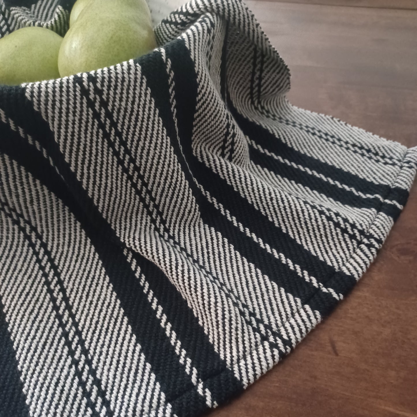 Black and White Stripe, Handwoven Dish Towel
