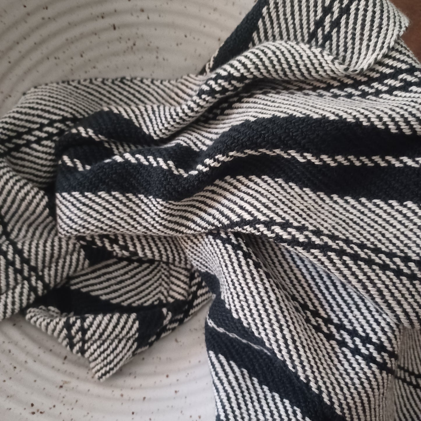Black and White Stripe, Handwoven Dish Towel