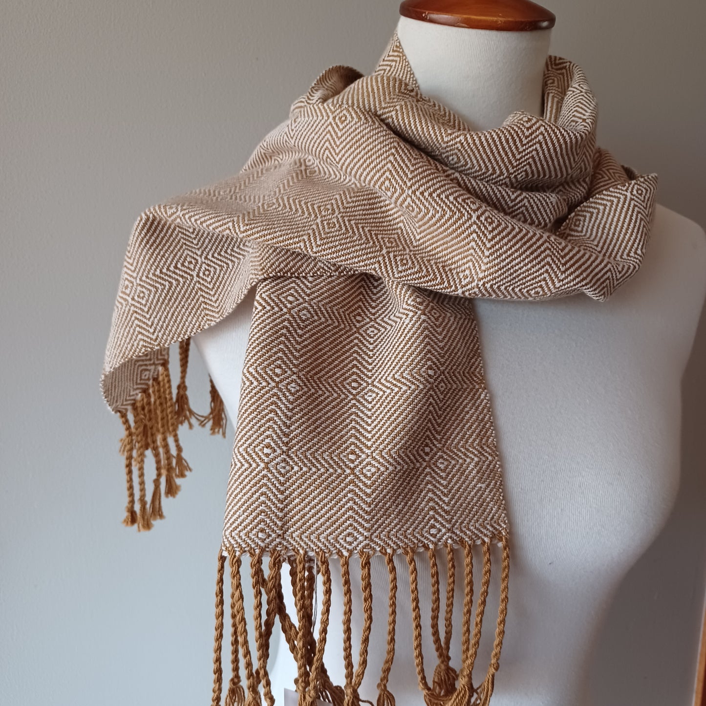 Gold and White Cotton Scarf