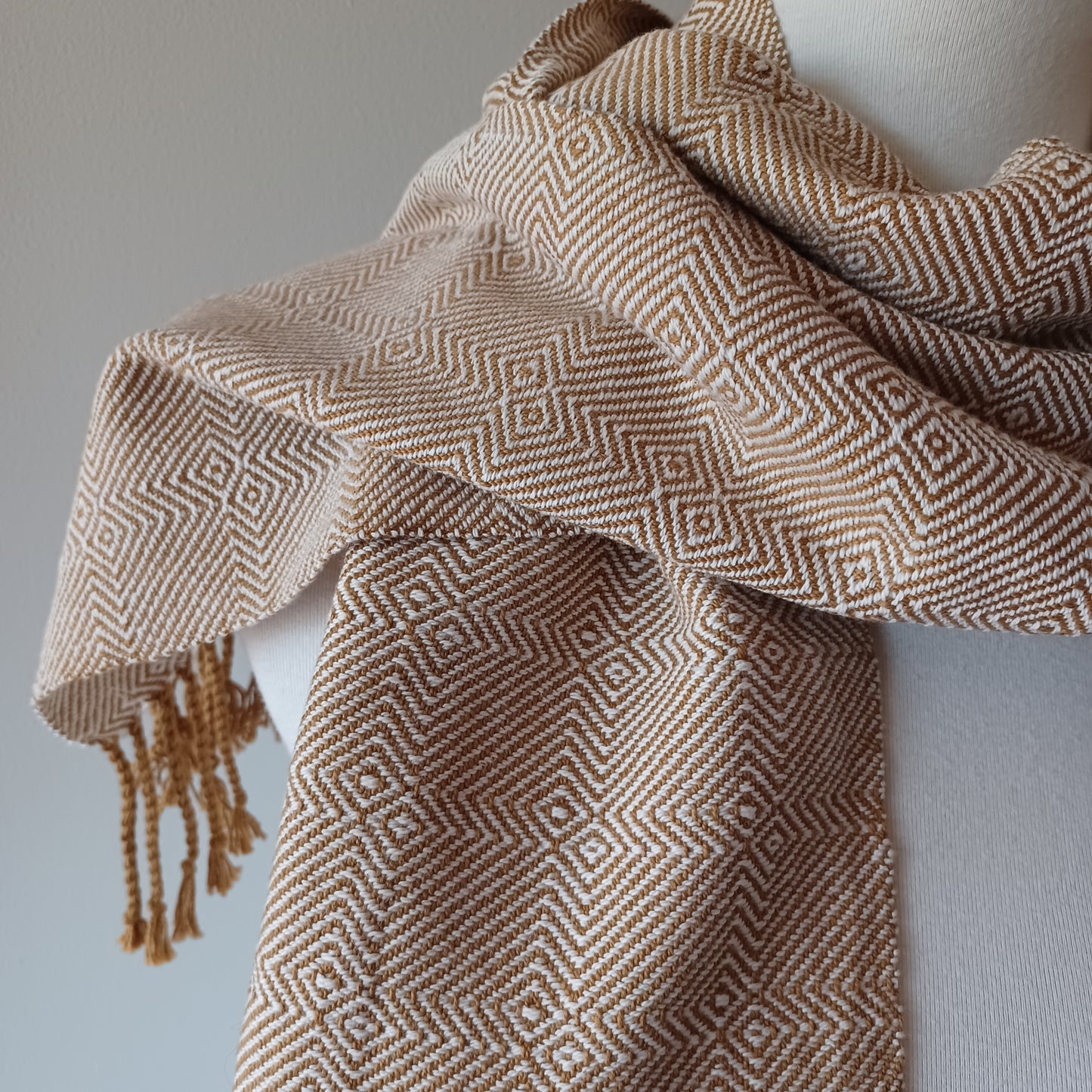 Gold and White Cotton Scarf