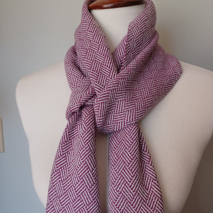 Gray and Magenta Patterned Scarf