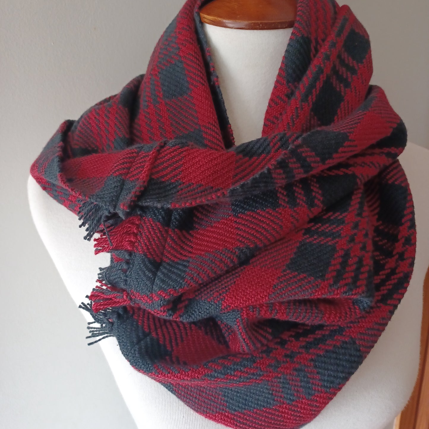 Red and Black Plaid Cowl