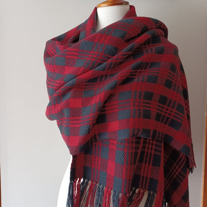 Red and Black Shawl, Oversized Scarf