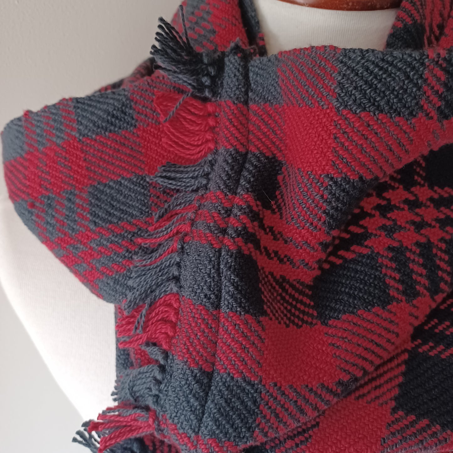 Red and Black Plaid Cowl