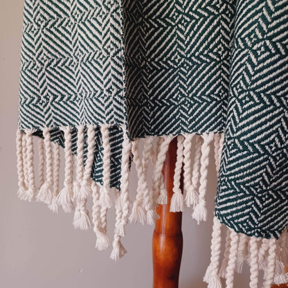 Green and White Oversized Scarf/Shawl