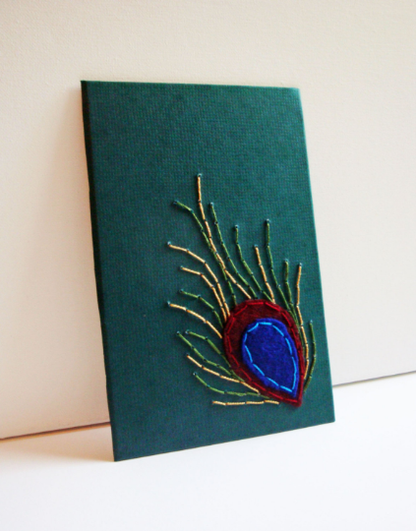 Embroidered Book Cover, Peacock