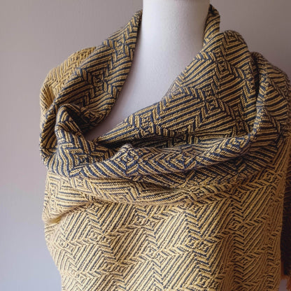 Yellow and Gray Oversized Scarf/Shawl