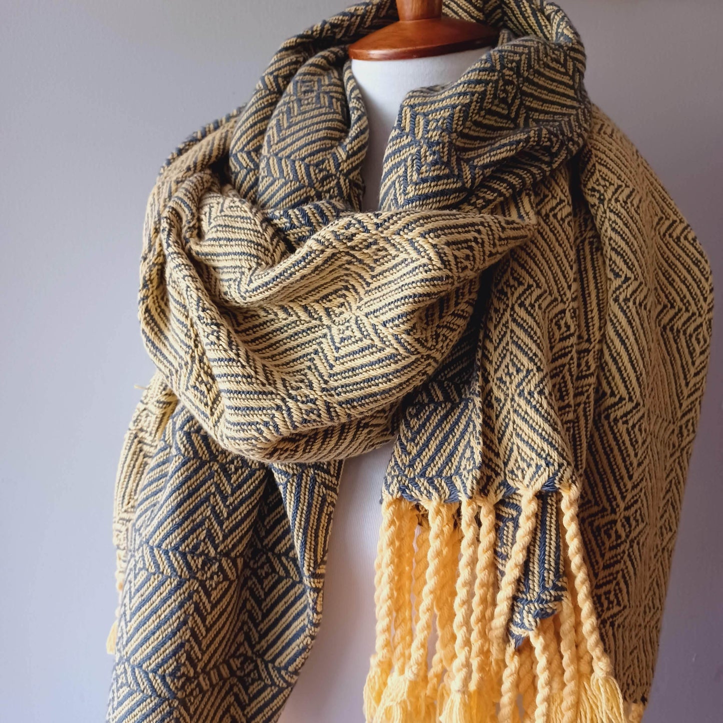 Yellow and Gray Oversized Scarf/Shawl