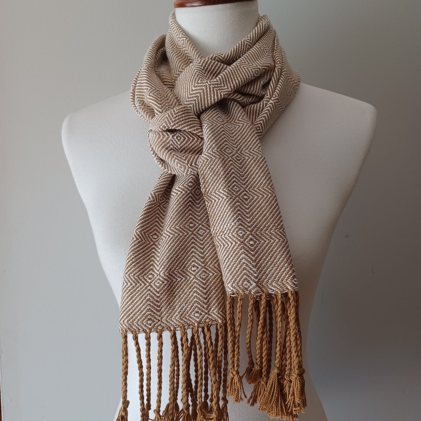 Gold and White Cotton Scarf