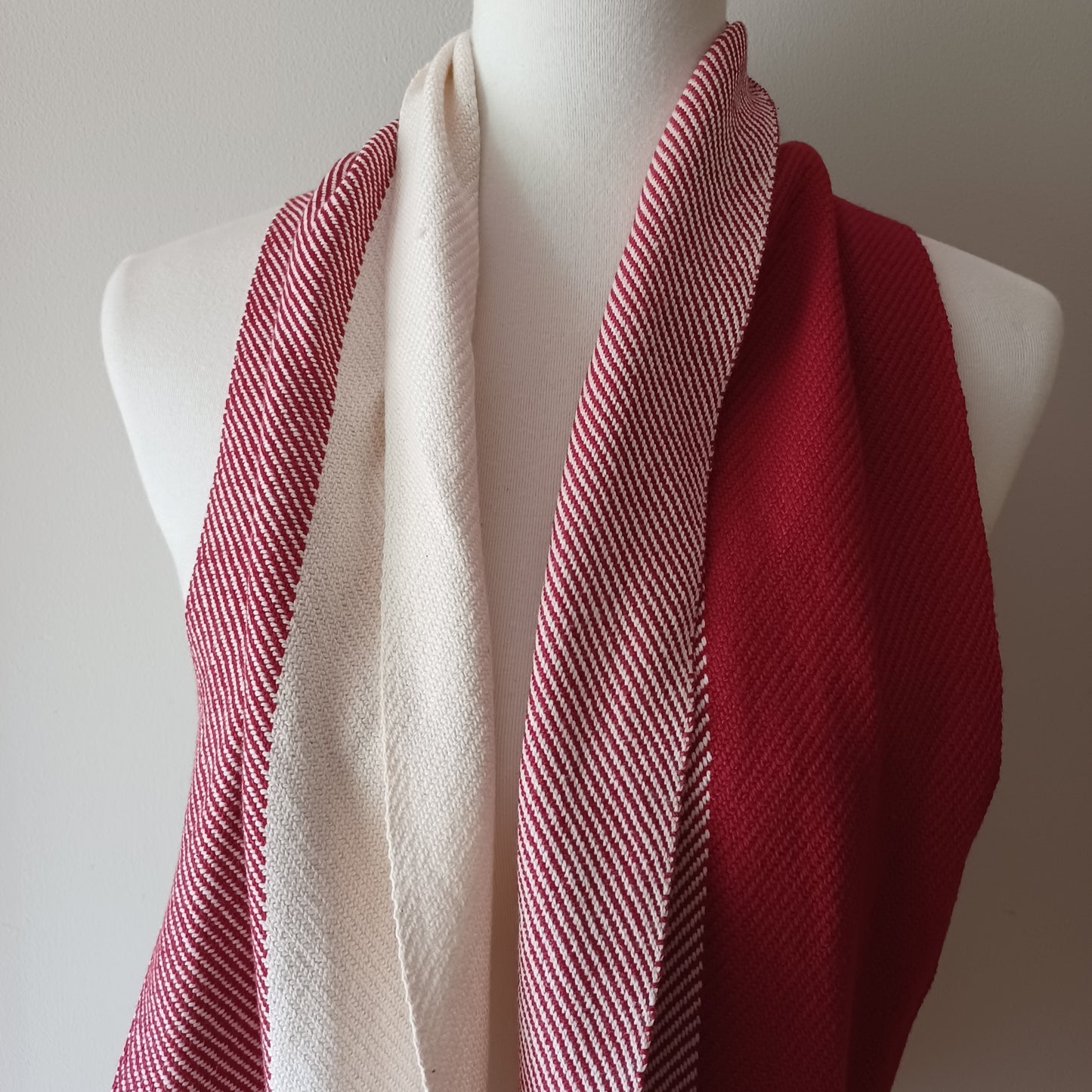 Red and White Cotton Scarf