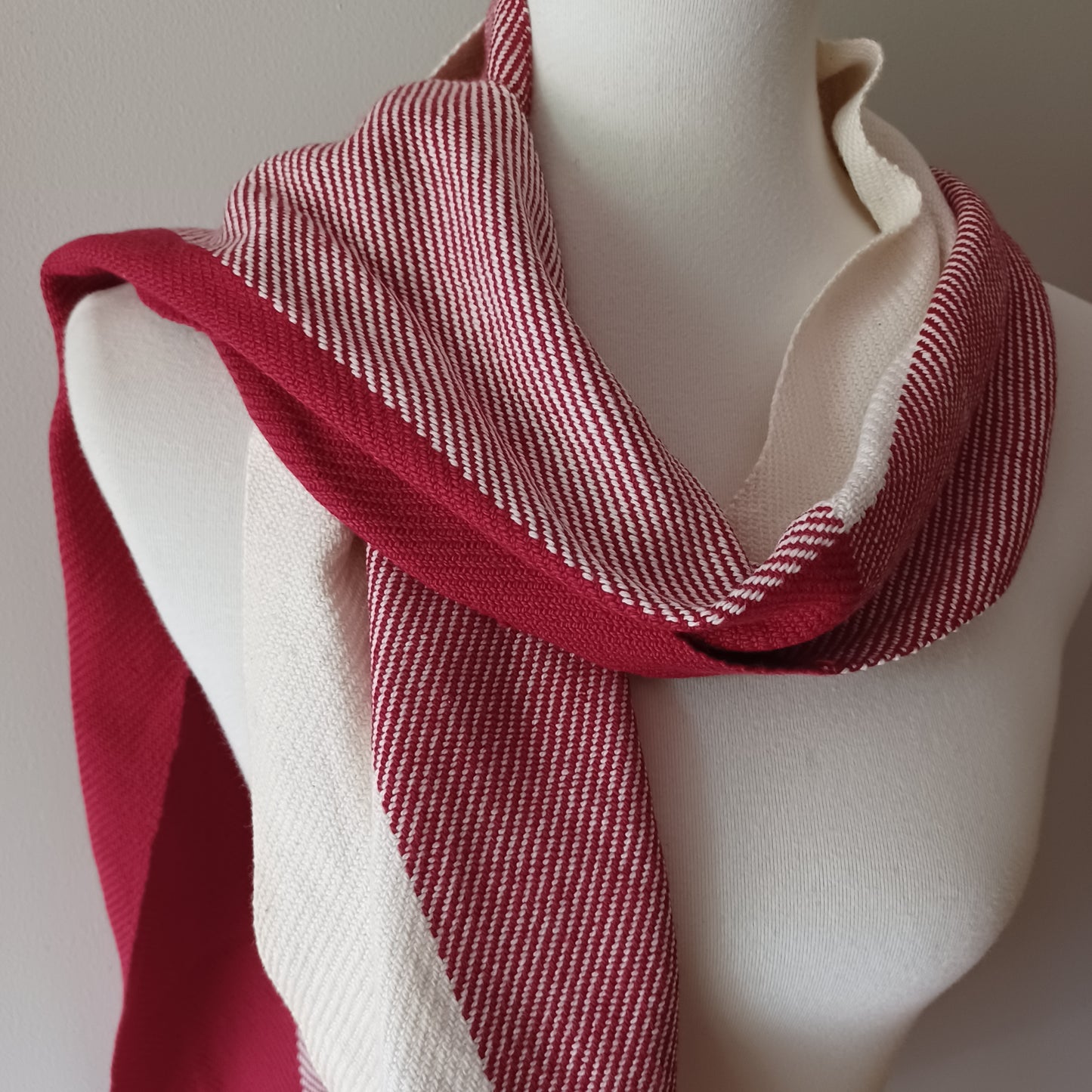 Red and White Cotton Scarf