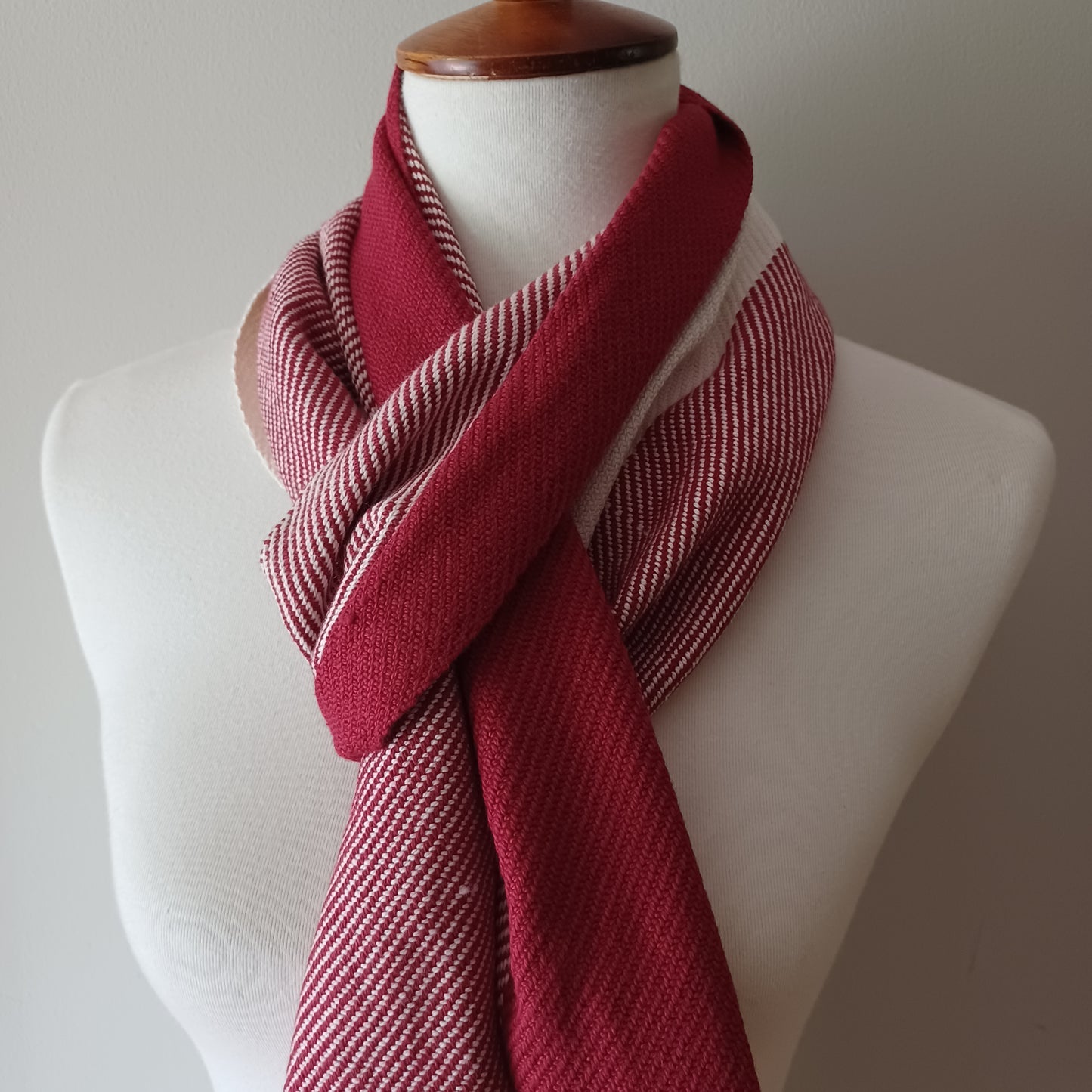 Red and White Cotton Scarf