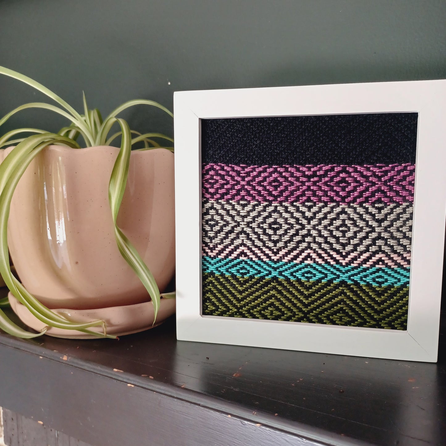 Handwoven Textile Diamond Pattern Art