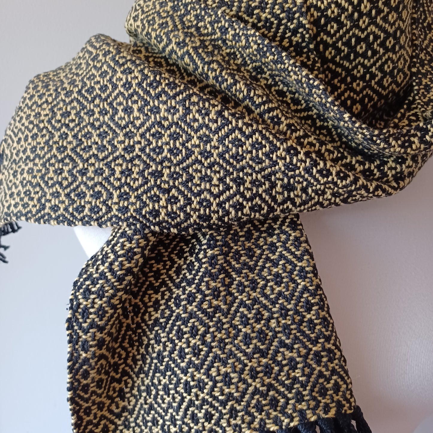 Yellow and Black, Thick Cotton Scarf
