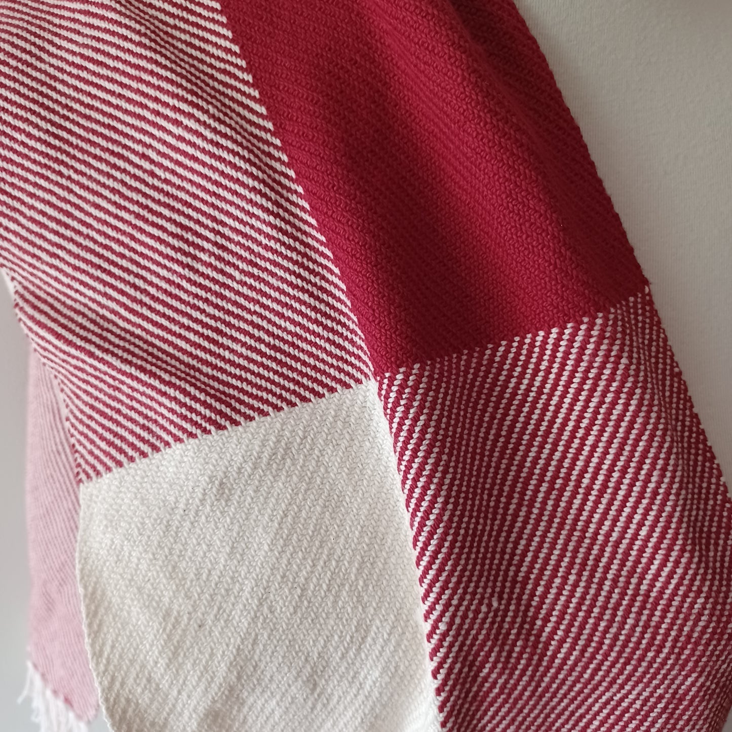 Red and White Cotton Scarf