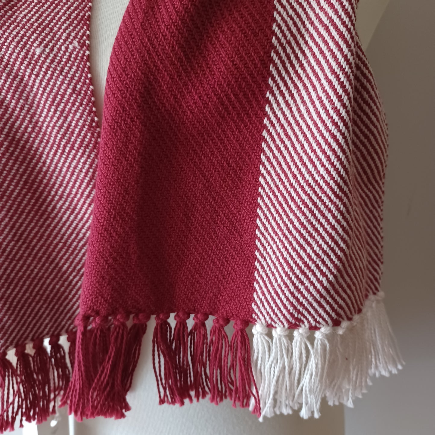 Red and White Cotton Scarf