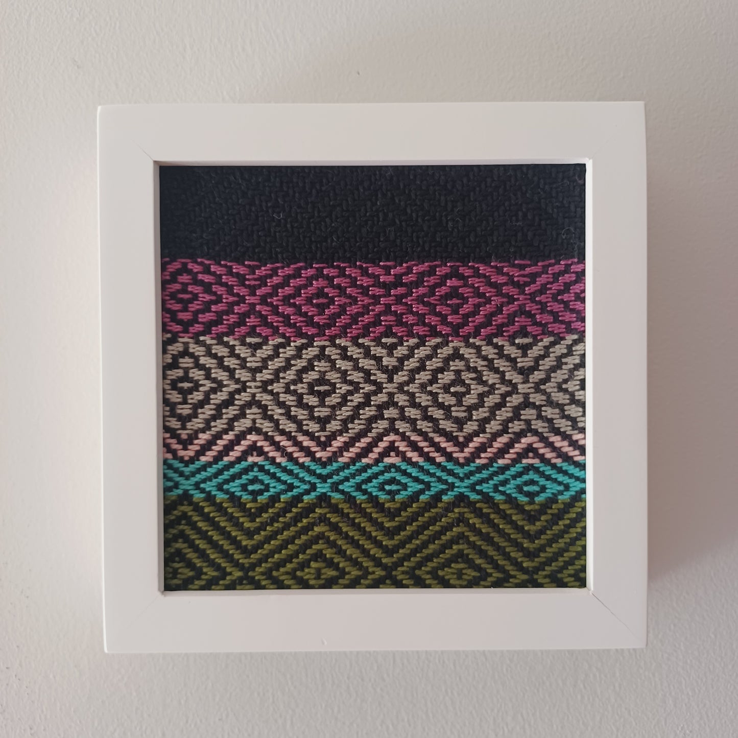 Handwoven Textile Diamond Pattern Art