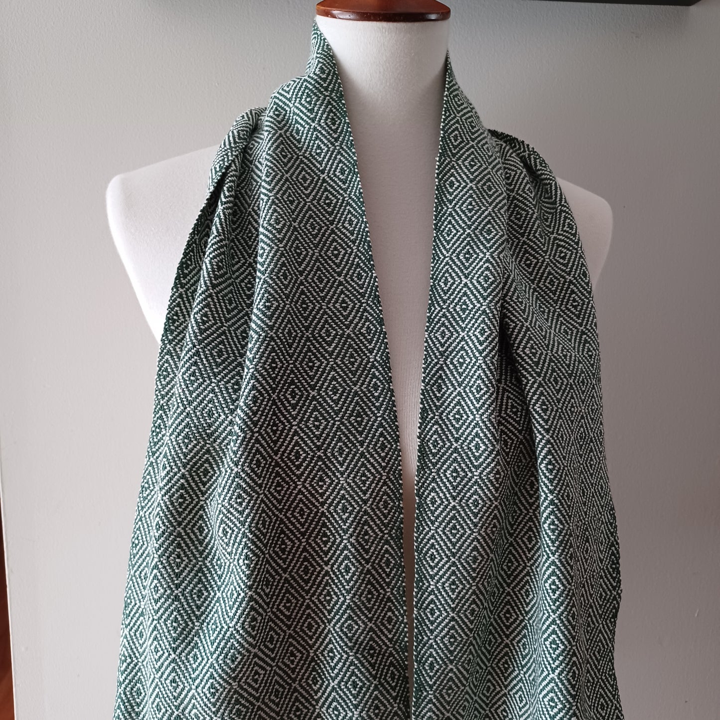 Dark Green and White Diamond Scarf