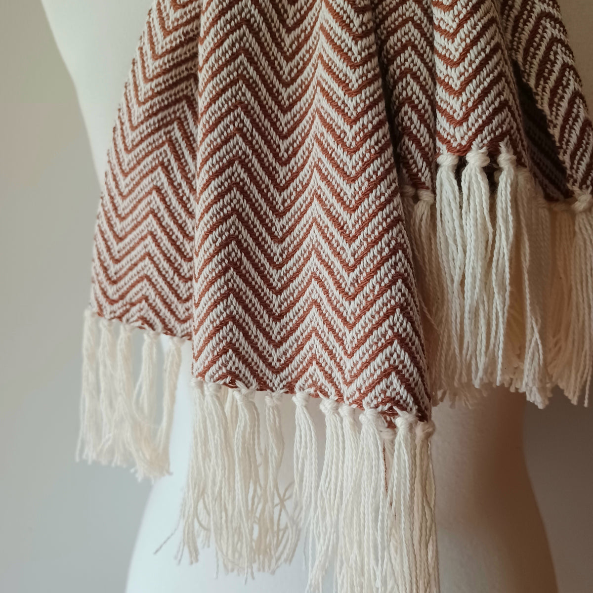 Brown and White Zigzag Scarf