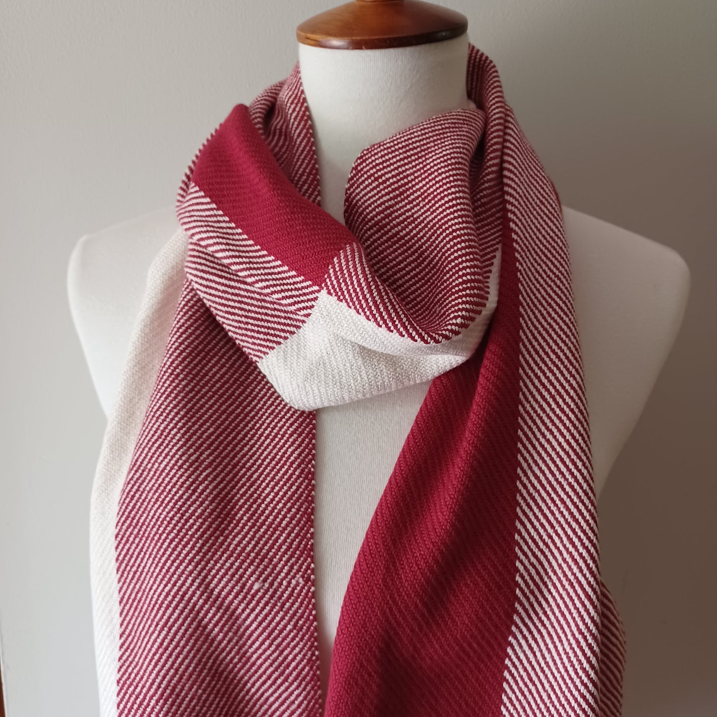 Red and White Cotton Scarf