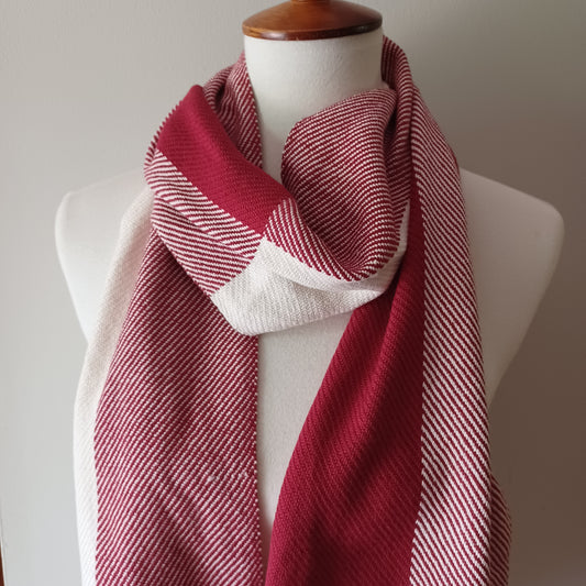 Red and White Cotton Scarf