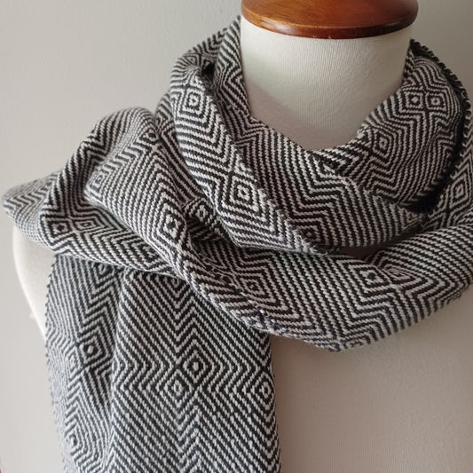 White and Black Cotton Scarf