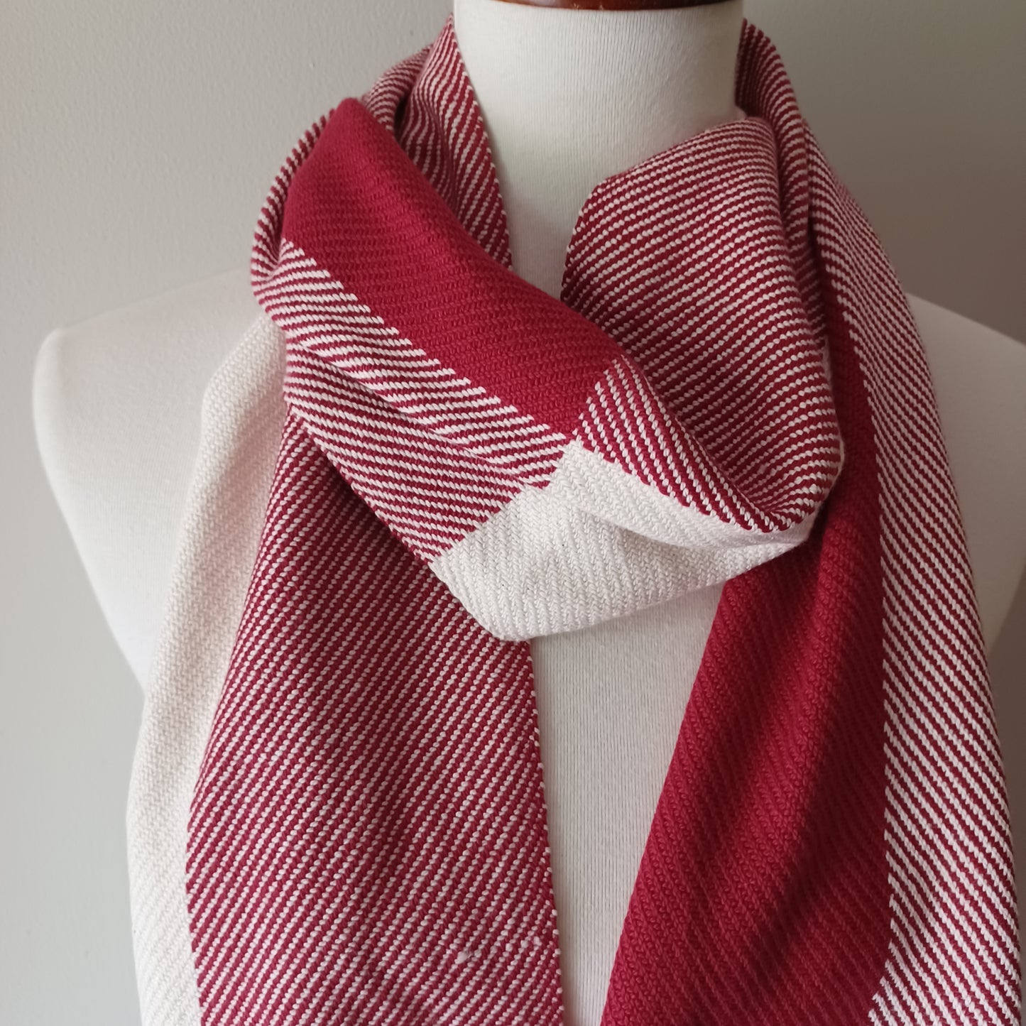 Red and White Cotton Scarf