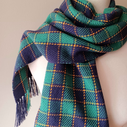 Navy and Teal Plaid Scarf