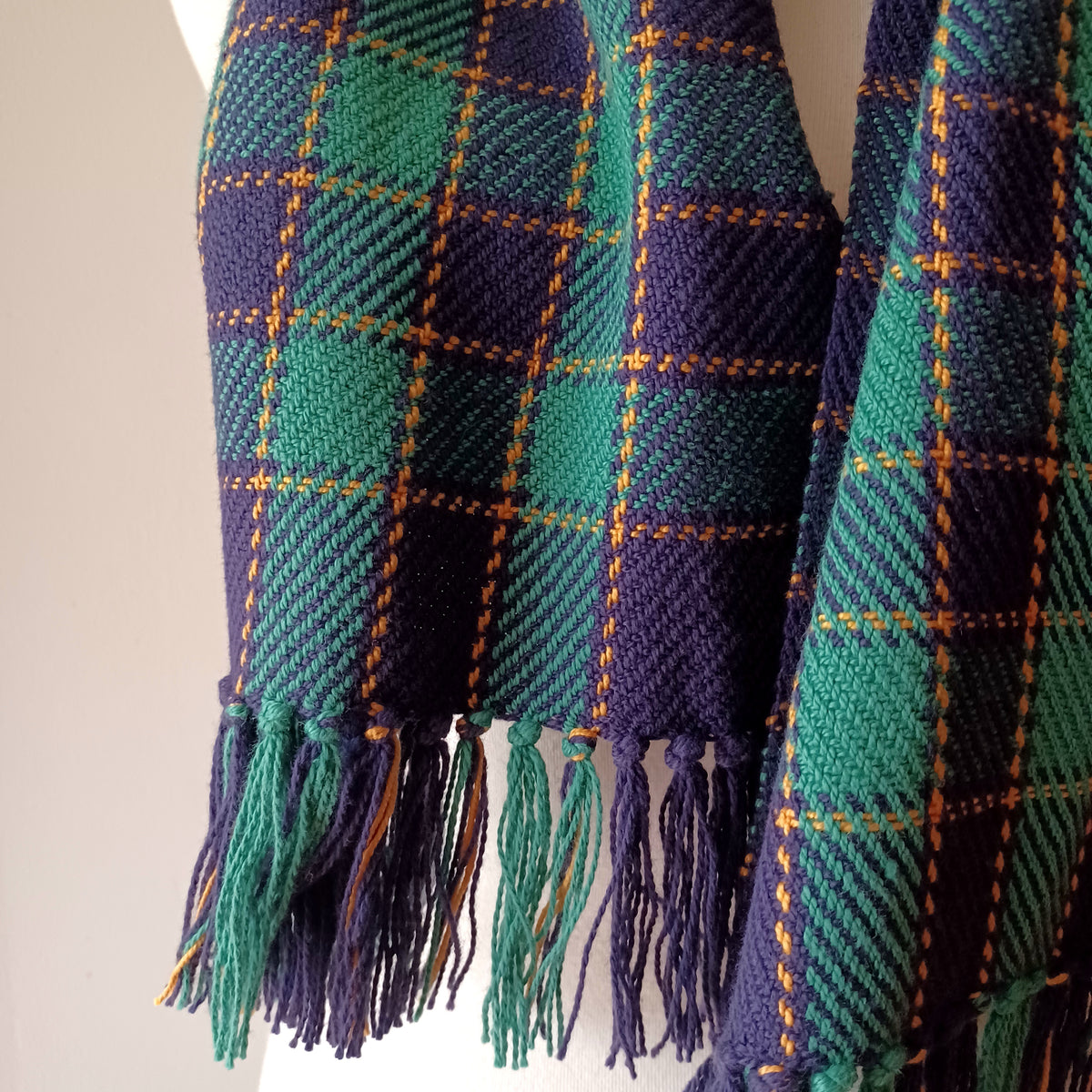 Navy and Teal Plaid Scarf