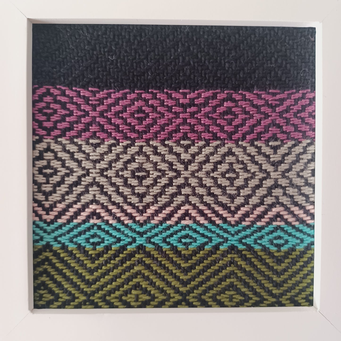 Handwoven Textile Diamond Pattern Art