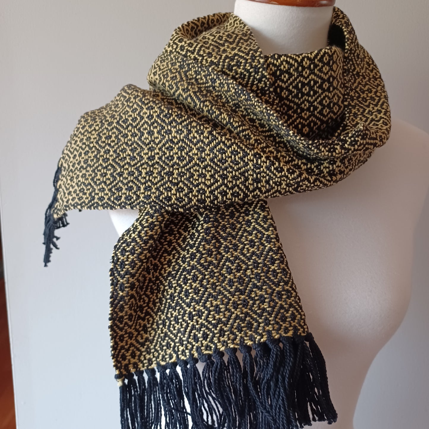 Yellow and Black, Thick Cotton Scarf